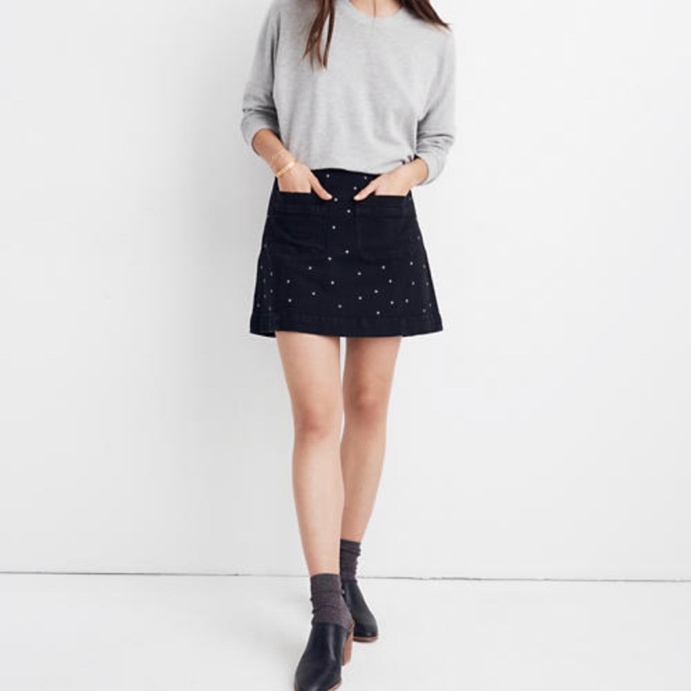Madewell black denim skirt